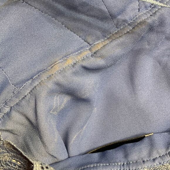 Self-Portrait Lace Peplum Mini Dress Blue Plunging Neck Strappy Back Women’s - 4 - Picture 12 of 12